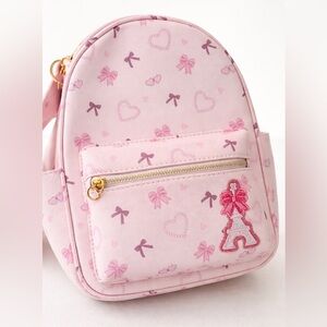 Coquette Girly Pink & Purple Eiffel Tower Bow Hearts Mini Backpack